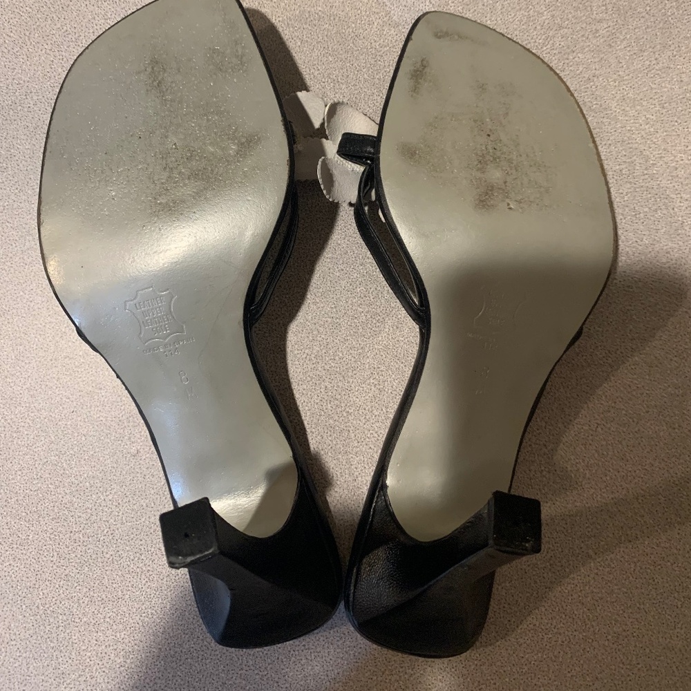 Sergio Zelcer Spanish Leather Collection Black/White Slide Sandals sz 8 M - Picture 7 of 7